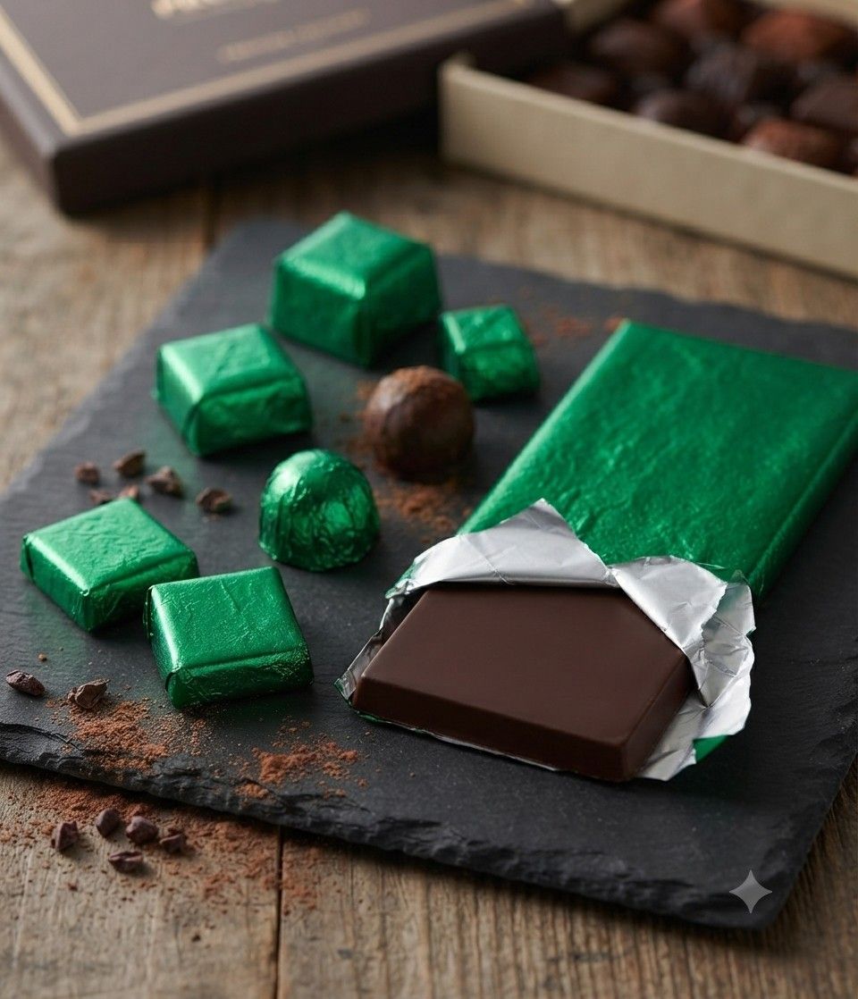 Green Colour Plain Chocolate Foil Wrapper