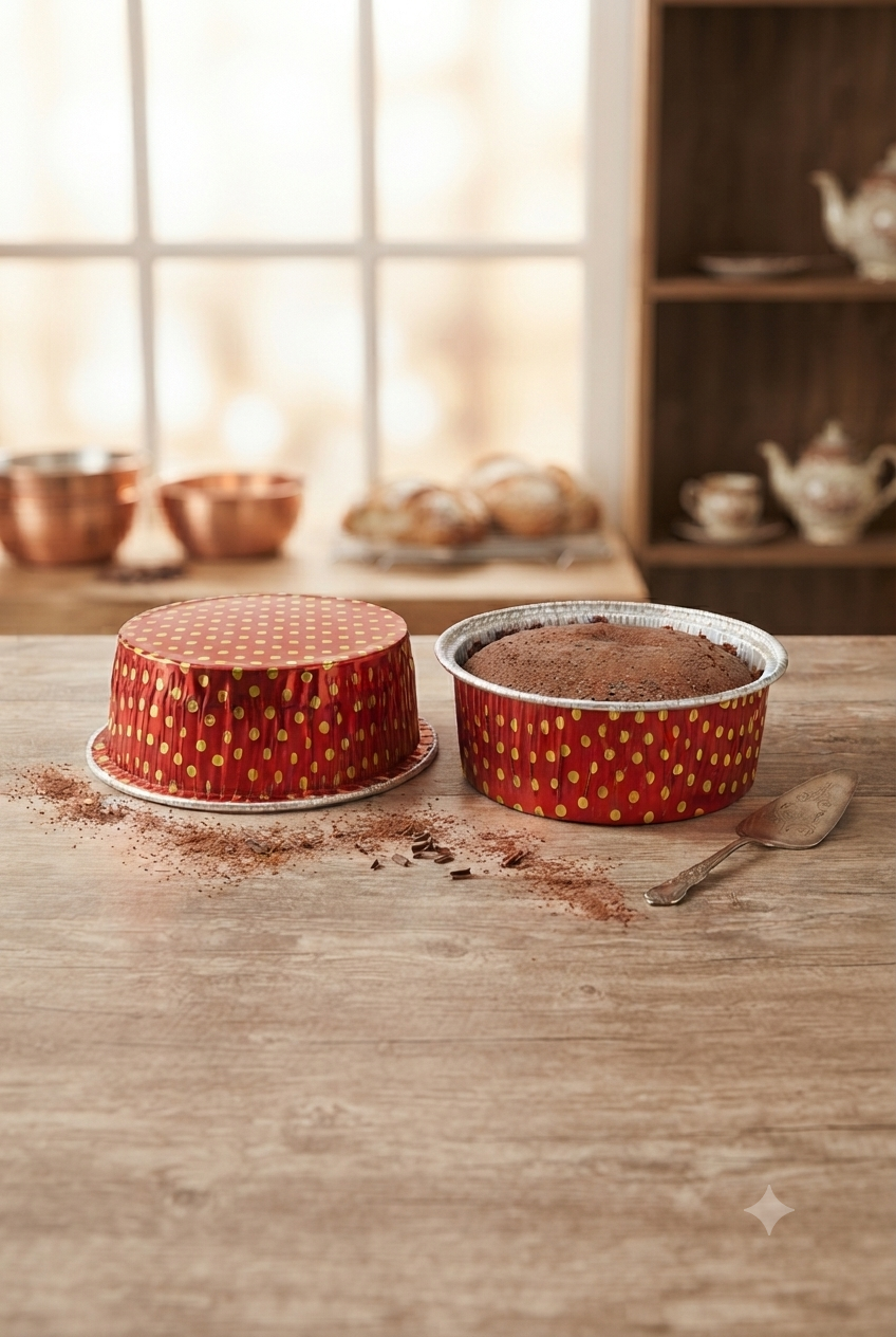 Round Baking Cups-150ml(Red/Golden Dots)