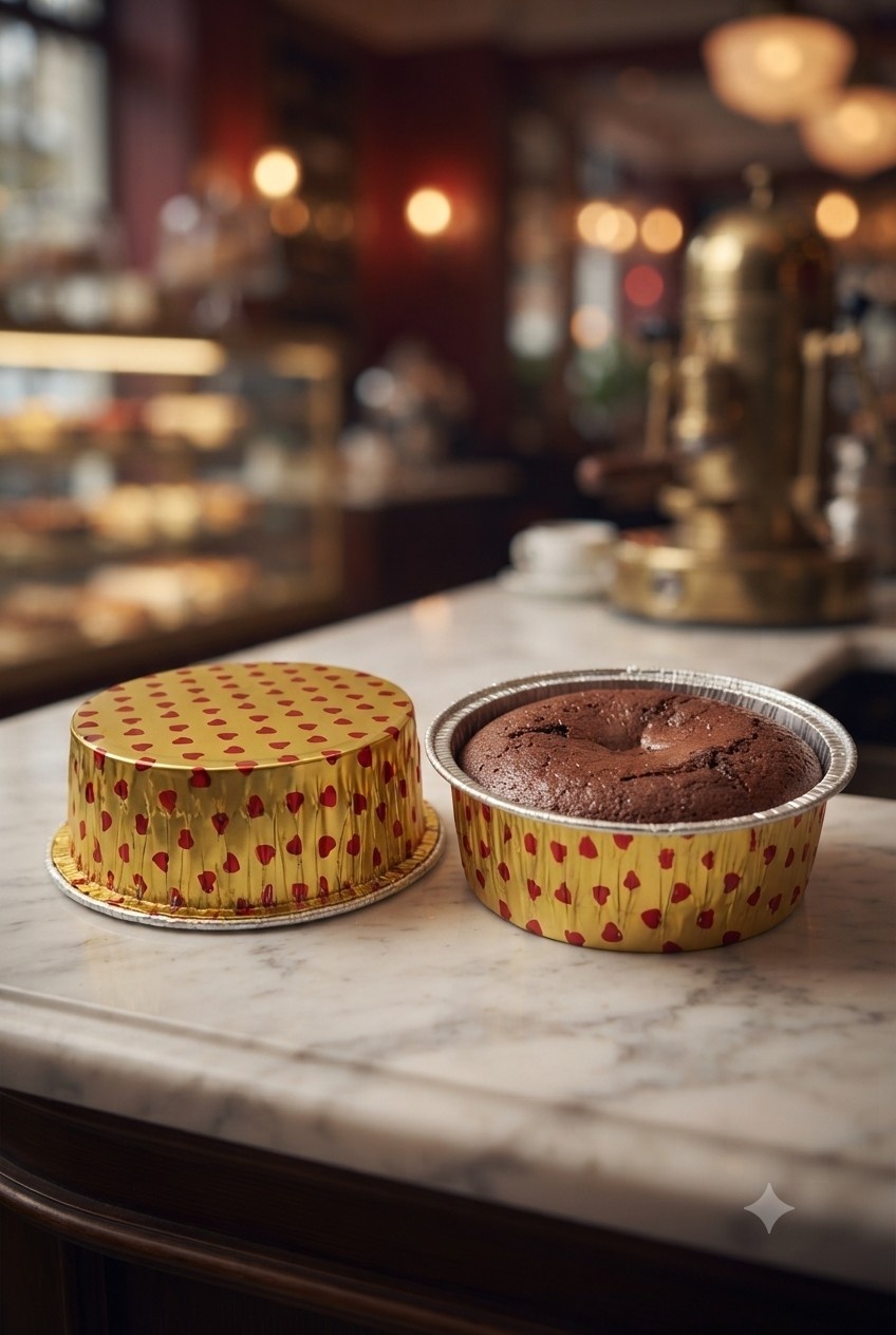 Round Baking Cups-150ml(Golden/Red Dots)
